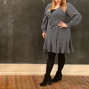 Green micro dot LOFT wrap dress